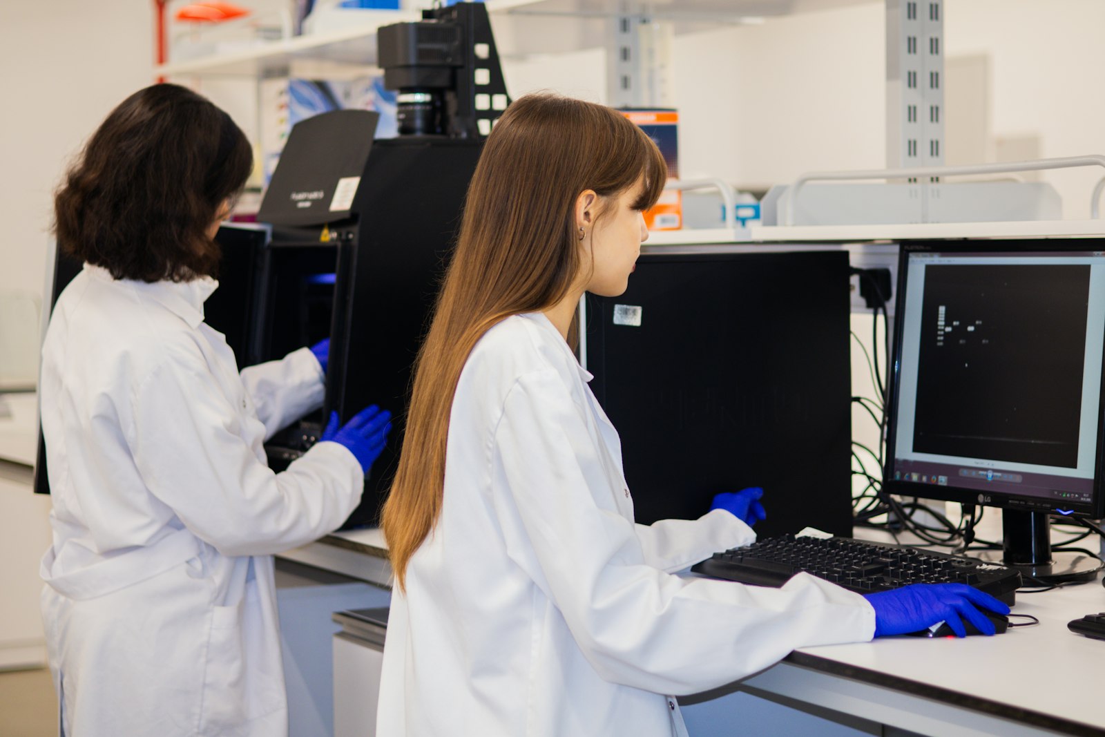 Researchers reviewing analysis output